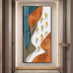 Gold Fish With Abstract Design Premium Acrylic Vertical Wall Art