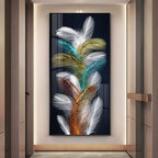 Sparkling Colorful Feather Premium Acrylic Vertical Wall Art