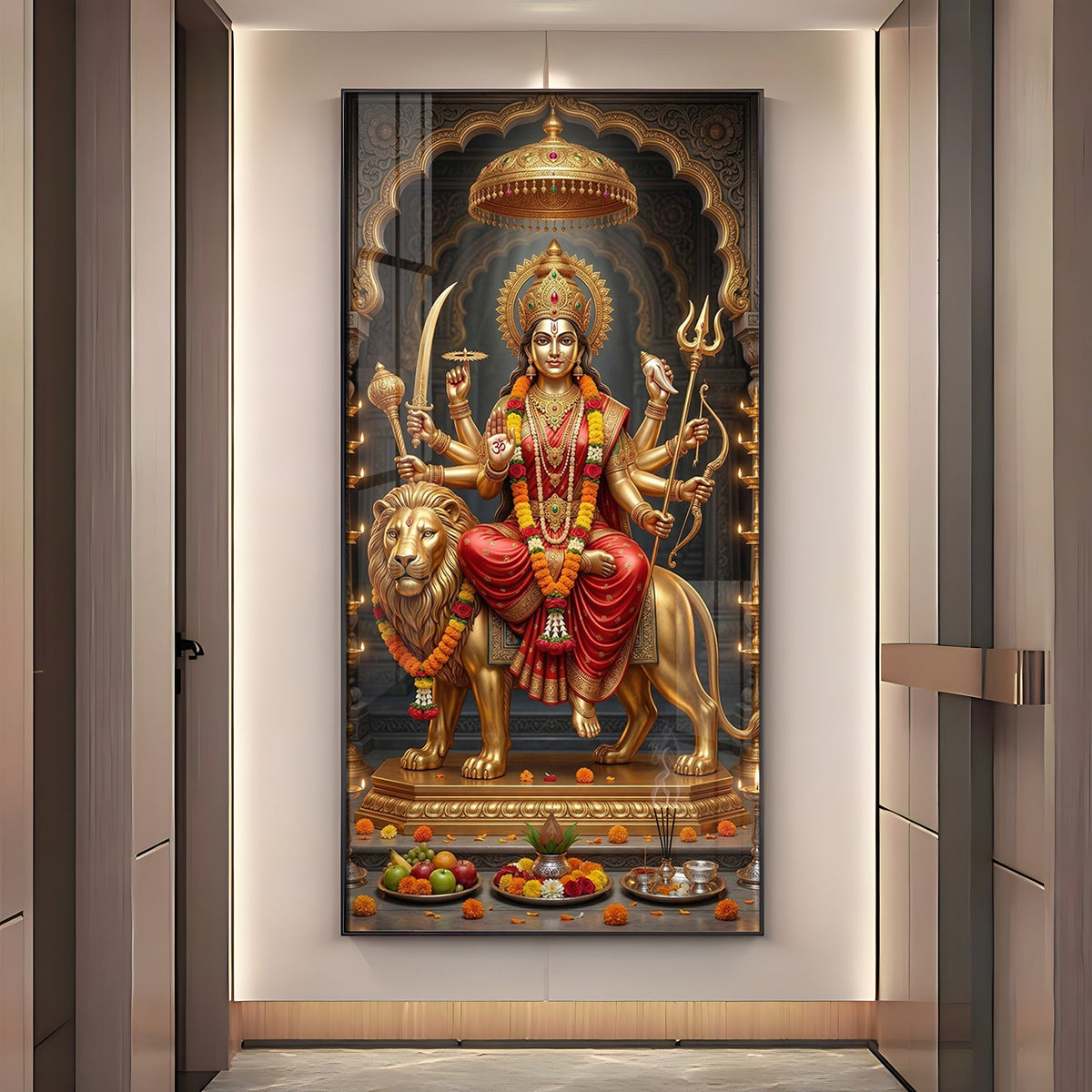 Maa Durga Blessing Premium Acrylic Vertical Wall Art