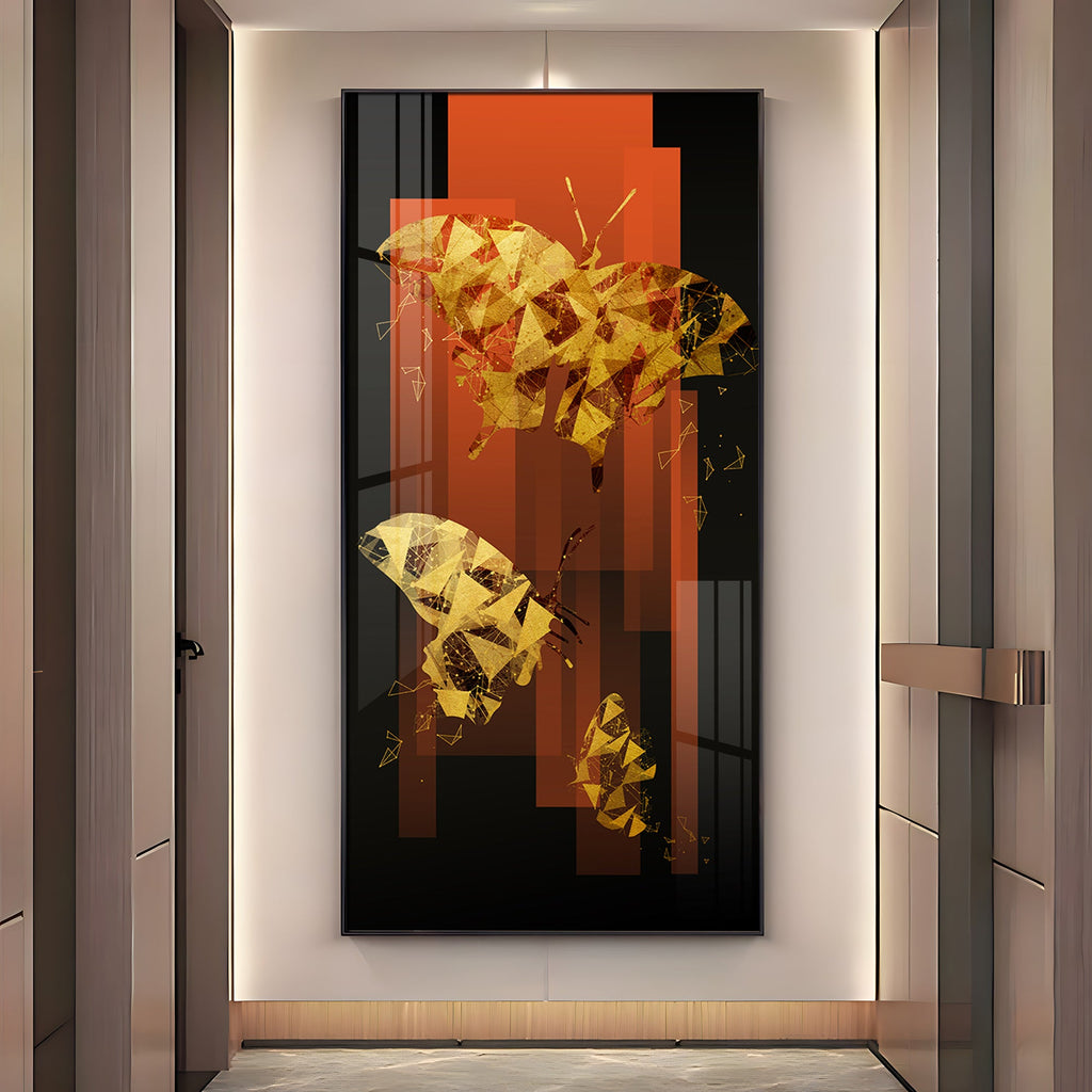 Golden Butterfly Premium Acrylic Vertical Wall Art