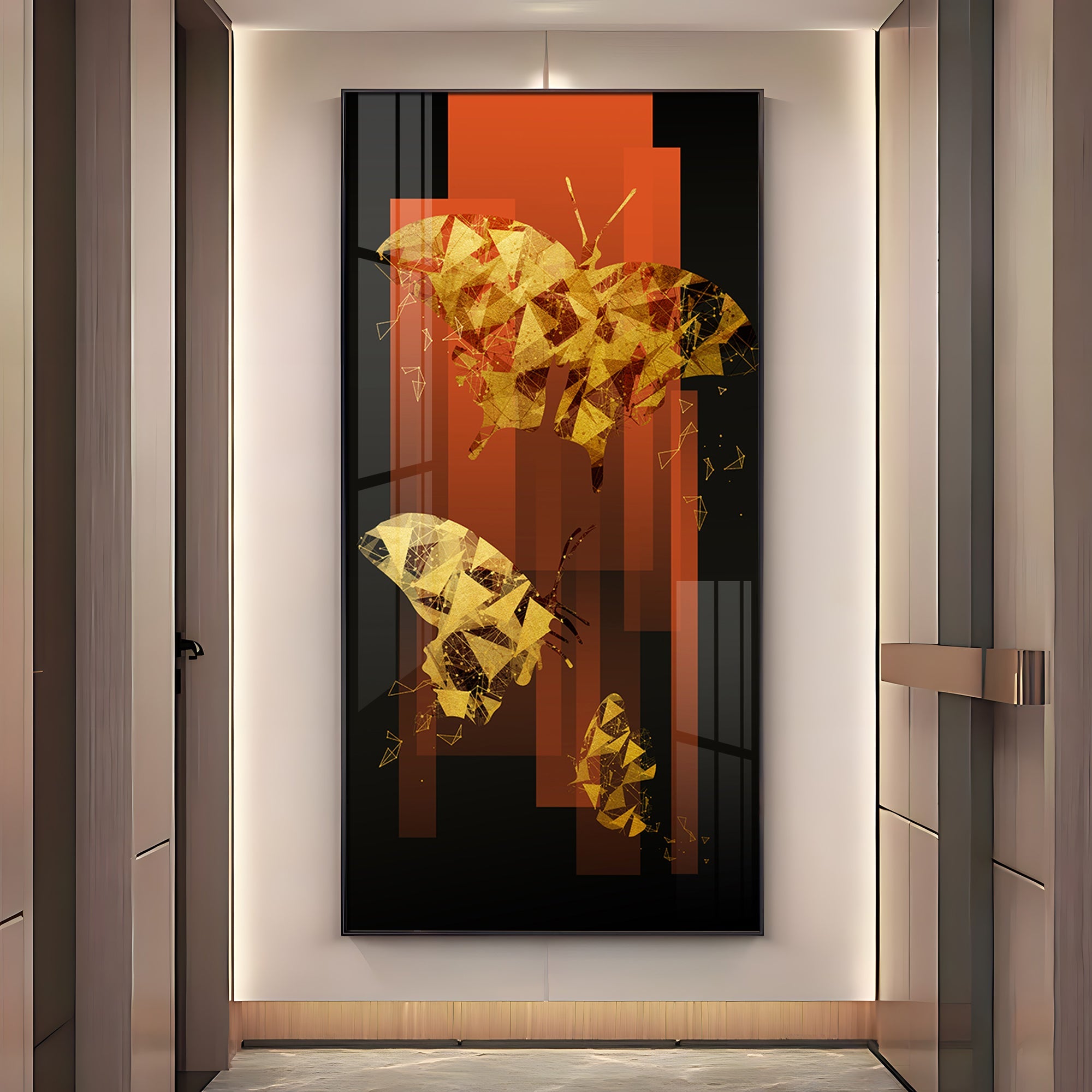 Golden Butterfly Premium Acrylic Vertical Wall Art