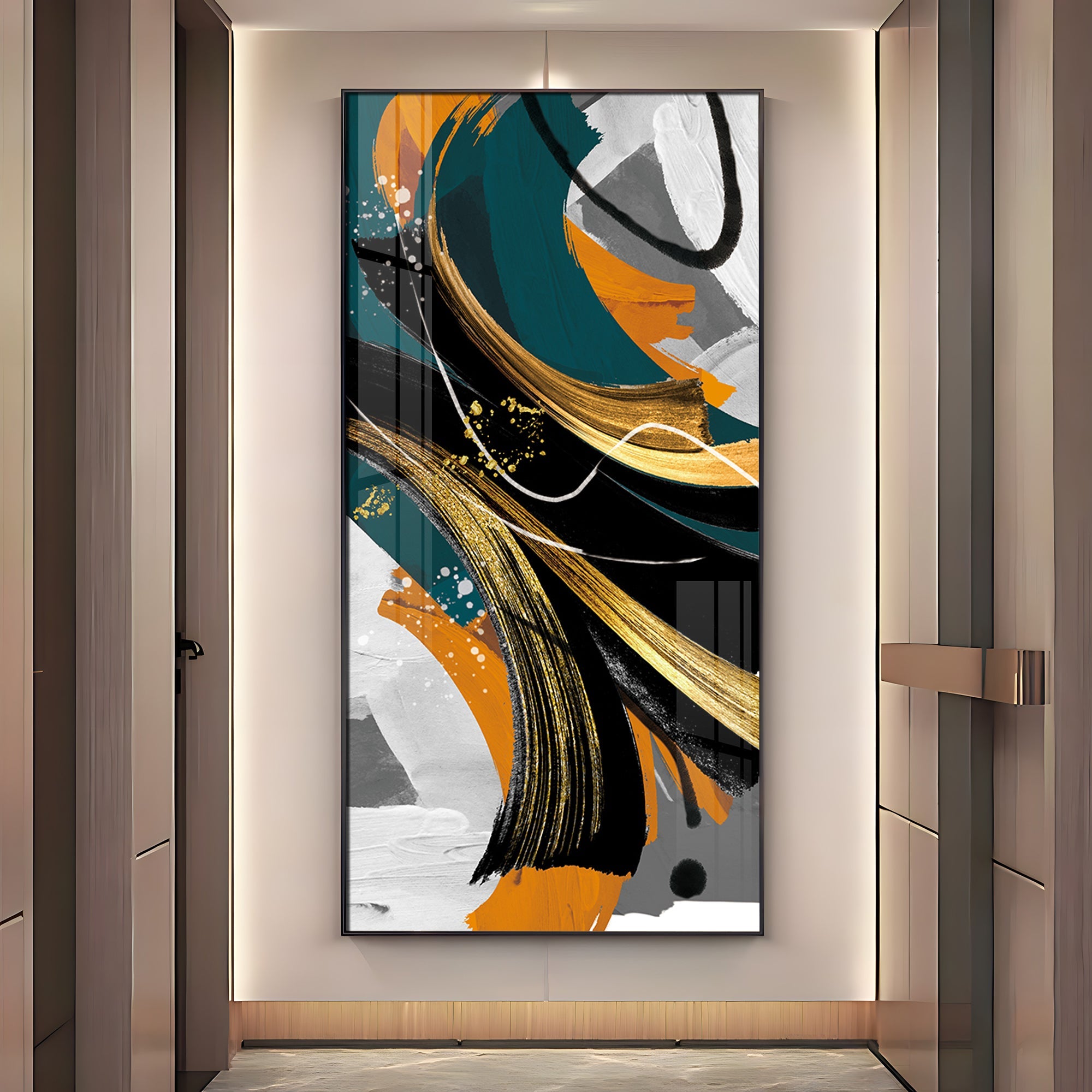 Abstract Gold Foil Premium Acrylic Vertical Wall Art