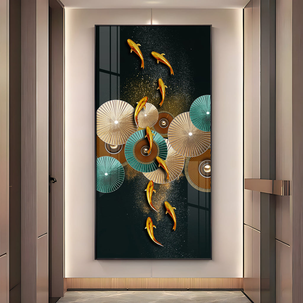 Serene Koi Fish Premium Acrylic Vertical Wall Art