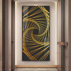 Abstract Golden Lines Design Premium Acrylic Vertical Wall Art