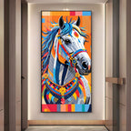 Multicolored Horse Premium Acrylic Vertical Wall Art