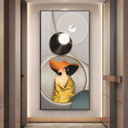 Modern Girl With Orange Hat Premium Acrylic Vertical Wall Art