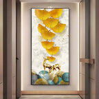 Elk Leaves With Deer Premium Acrylic Vertical Wall Art