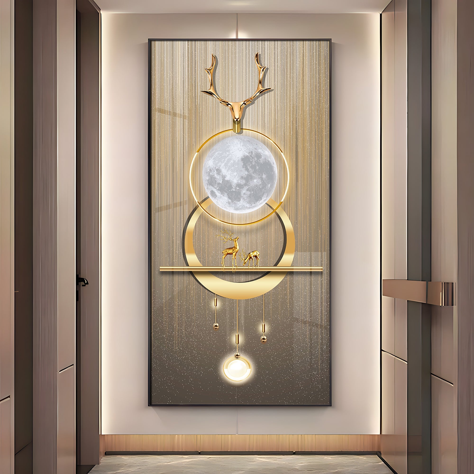 Deer Beneath the Moon Premium Acrylic Vertical Wall Art