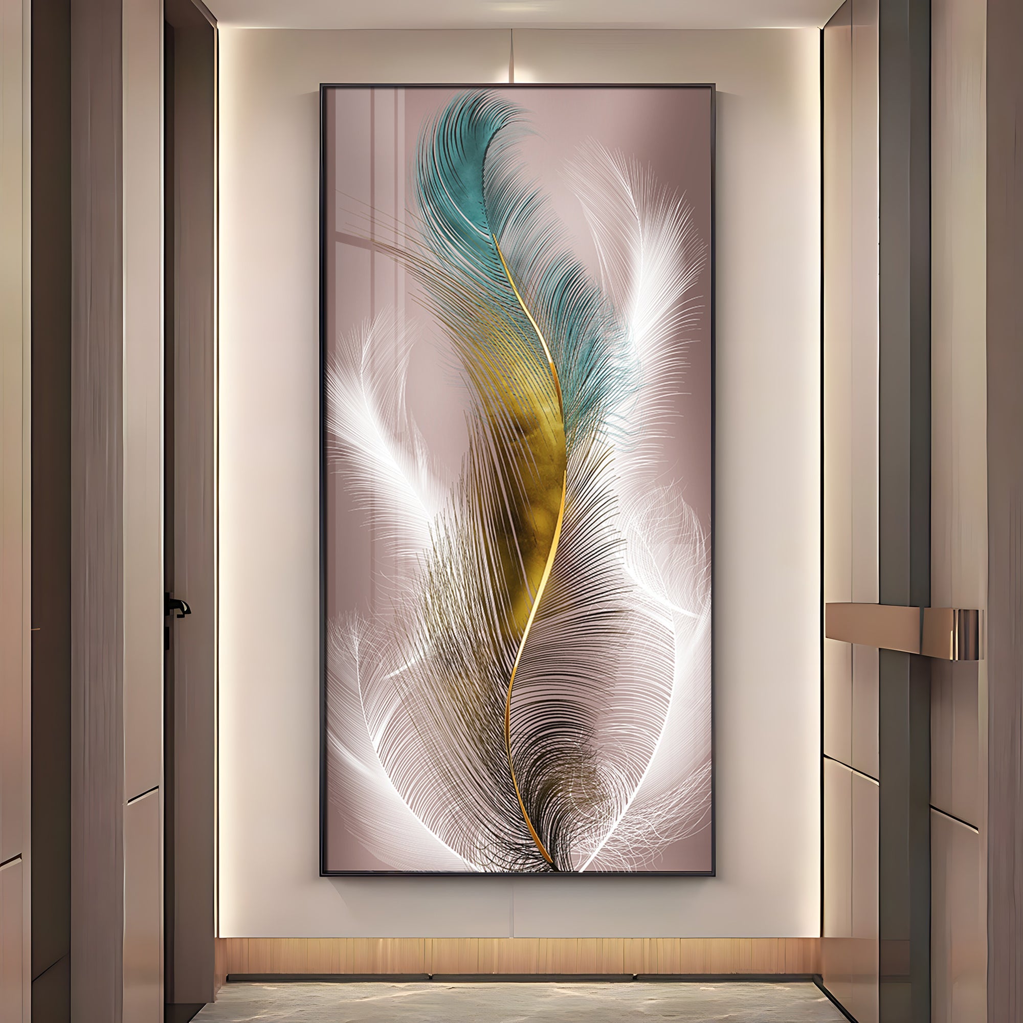 Abstract Feather Premium Acrylic Vertical Wall Art