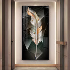 White Feather With Colors Effects Premium Acrylic Vertical Wall Art