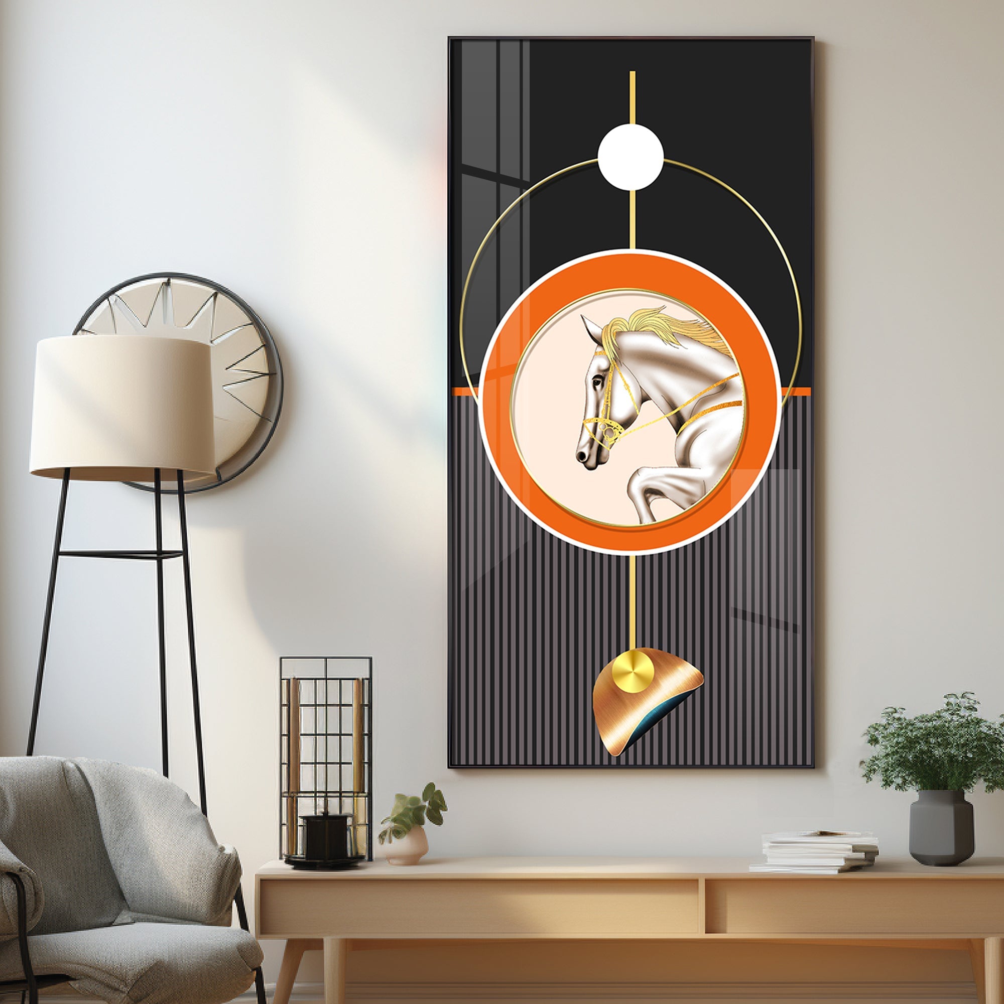 Horse Golden Ember Premium Acrylic Vertical Wall Art