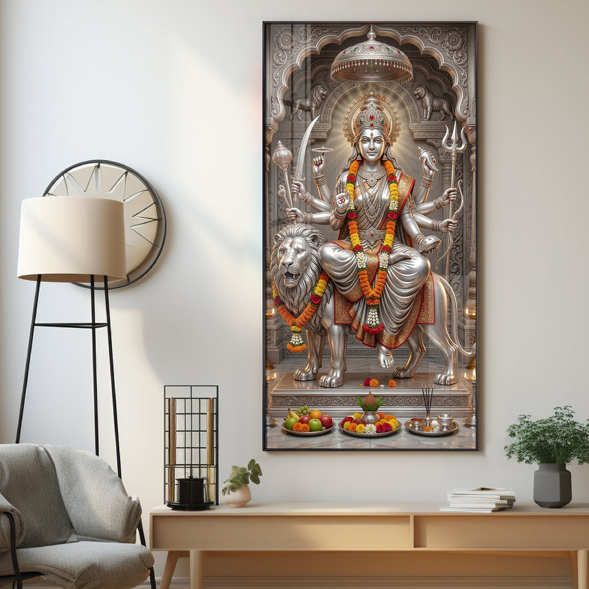 Divine Goddess Maa Durga Premium Acrylic Vertical Wall Art