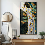 Gold Fish & Feathers Premium Acrylic Vertical Wall Art