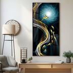 Golden Deer & Fish Premium Acrylic Vertical Wall Art