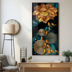 Golden Serenity Blossom Premium Acrylic Vertical Wall Art
