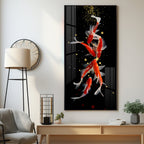 Red & White Koi Fish Premium Acrylic Vertical Wall Art