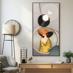 Modern Girl With Orange Hat Premium Acrylic Vertical Wall Art