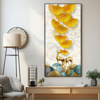 Elk Leaves With Deer Premium Acrylic Vertical Wall Art