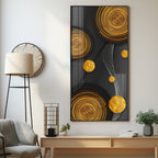 Gold Circle Shape Premium Acrylic Vertical Wall Art