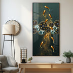 Golden Koi Fish Feng Shui Carp Premium Acrylic Vertical Wall Art