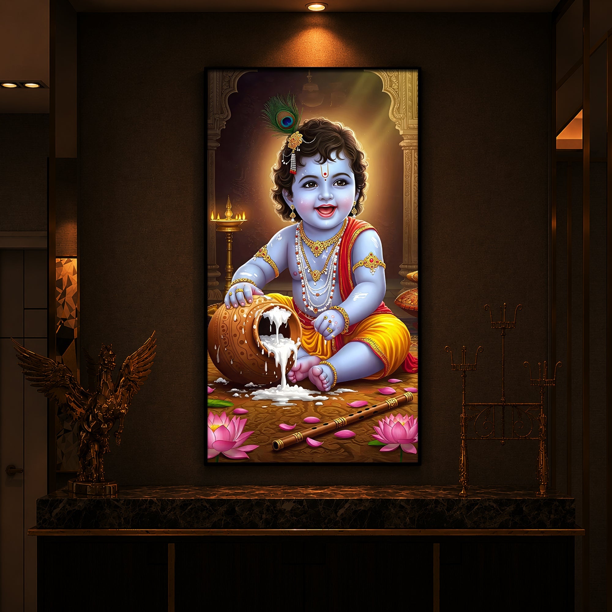 Bal Krishna Modern Luxury Backlight Vertical Wall Art