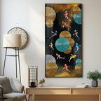 Abstract Rings & Goldfish Premium Acrylic Vertical Wall Art