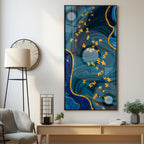 Elegance Of Golden Butterfly Premium Acrylic Vertical Wall Art