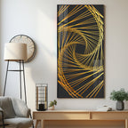 Abstract Golden Lines Design Premium Acrylic Vertical Wall Art