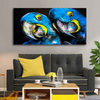 Blue Parrots Pastel Art Wall Painting Decor Mantra