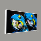 Blue Parrots Pastel Art Wall Painting Decor Mantra