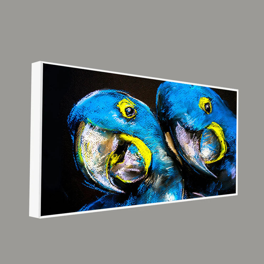 Blue Parrots Pastel Art Wall Painting Decor Mantra