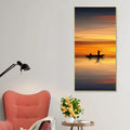 Boat Sailing at Sunset Floating Canvas Wall Painting DECORMANTRA