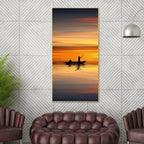Boat Sailing at Sunset Floating Canvas Wall Painting DECORMANTRA