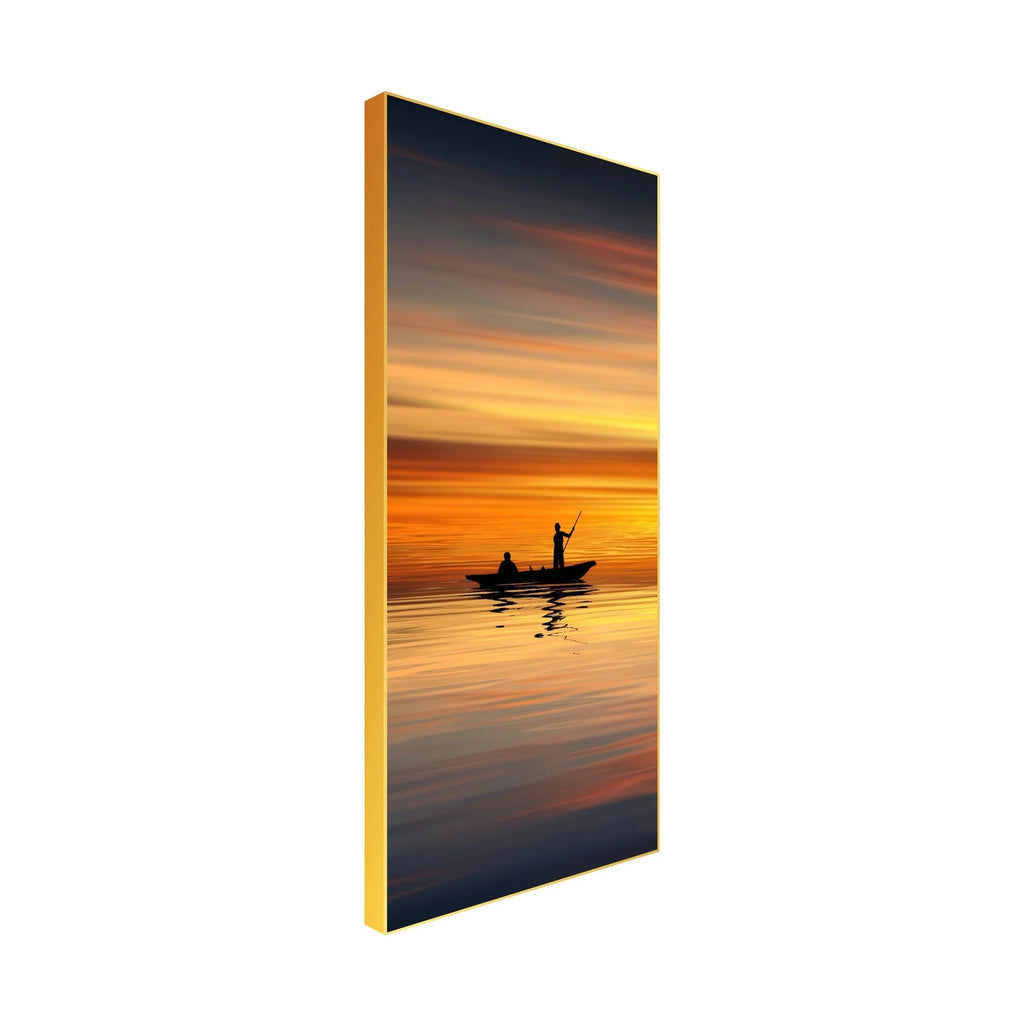 Boat Sailing at Sunset Floating Canvas Wall Painting DECORMANTRA