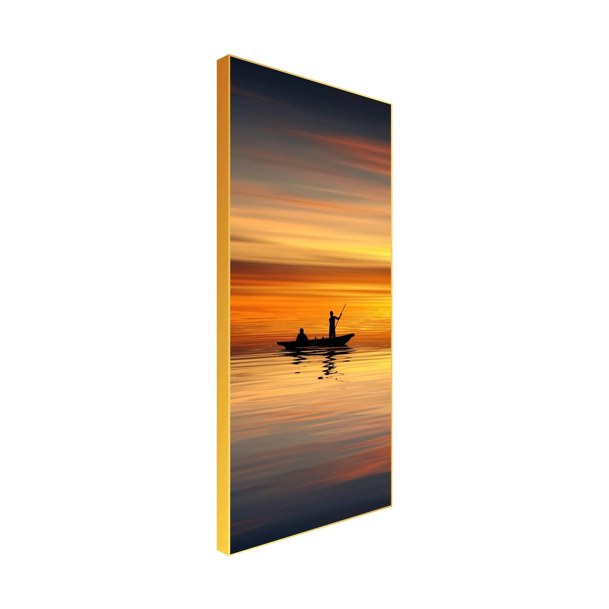 Boat Sailing at Sunset Floating Canvas Wall Painting DECORMANTRA