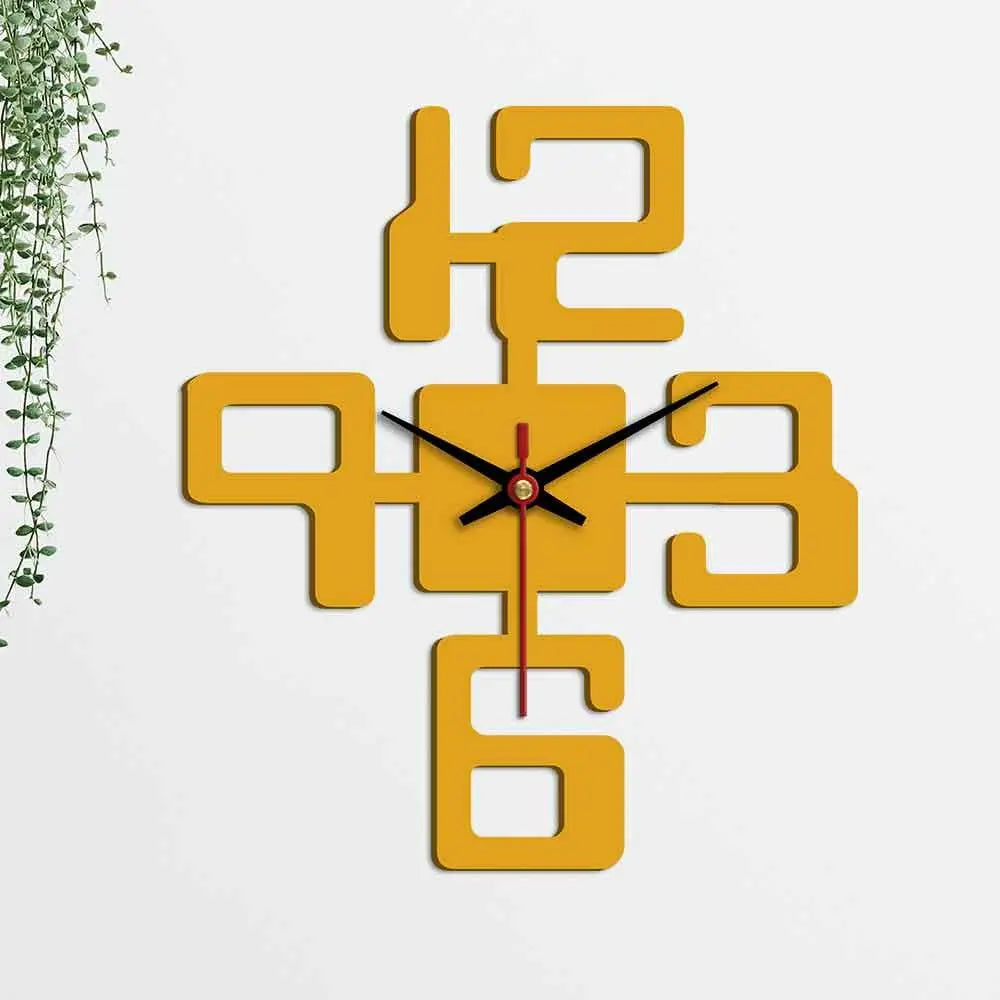 Bold Text Numbers Designer Wooden Wall Clock - Decor Mantra 