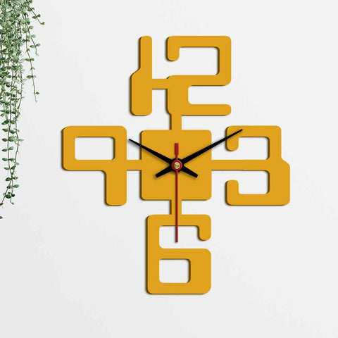Bold Text Numbers Designer Wooden Wall Clock - Decor Mantra 