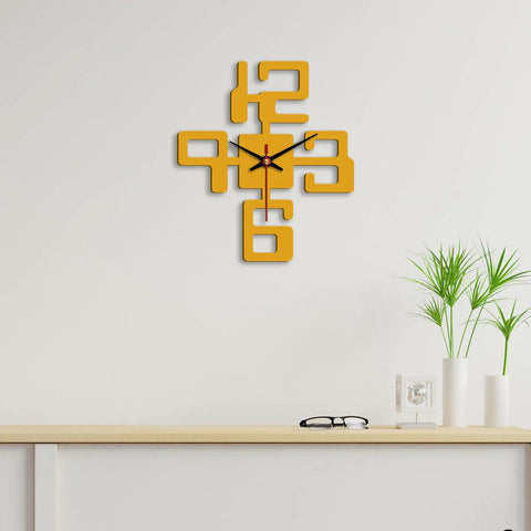 Bold Text Numbers Designer Wooden Wall Clock - Decor Mantra 
