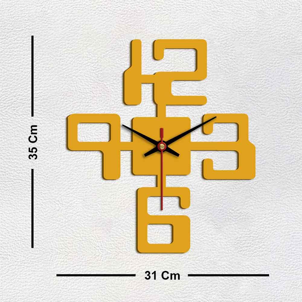 Bold Text Numbers Designer Wooden Wall Clock - Decor Mantra 