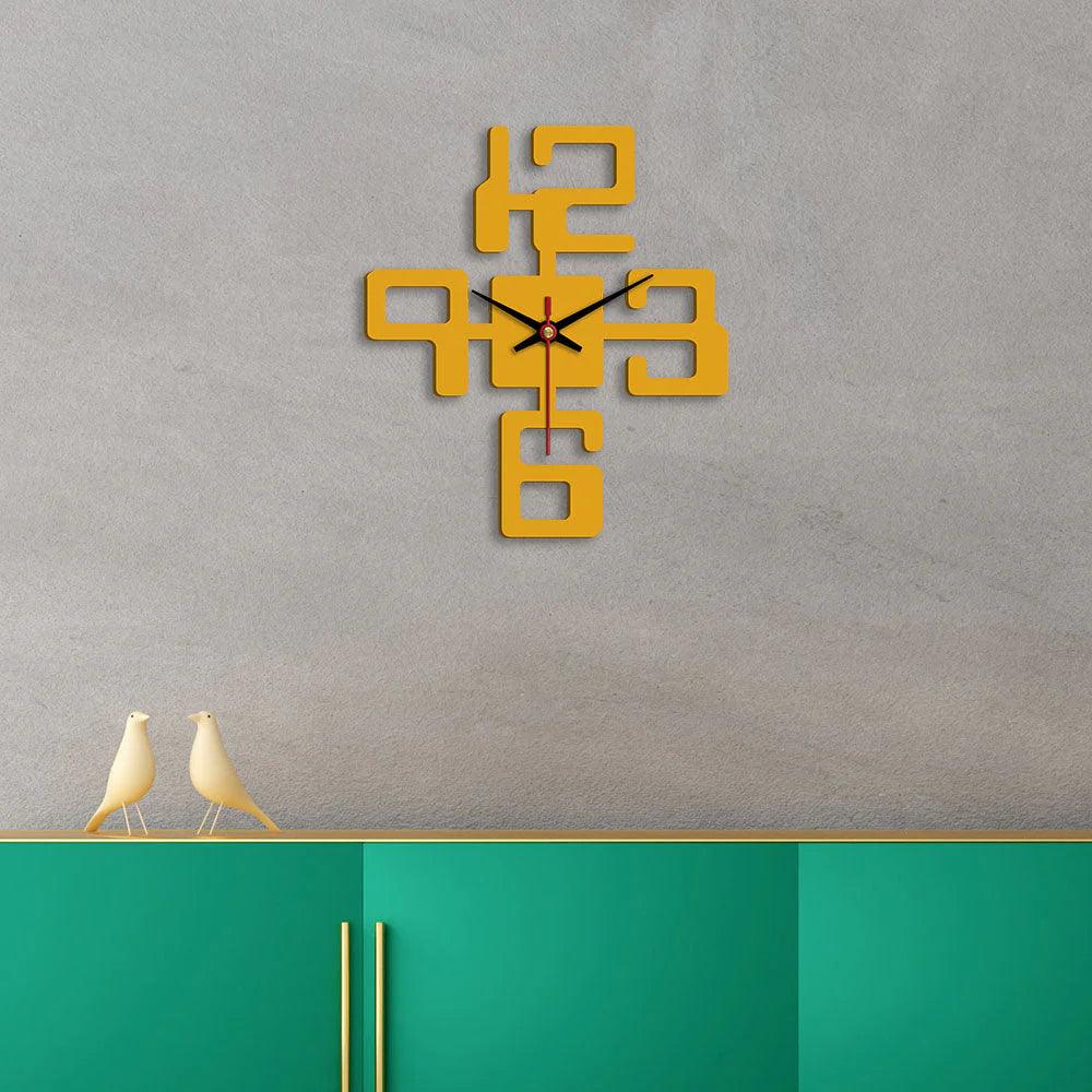 Bold Text Numbers Designer Wooden Wall Clock - Decor Mantra 