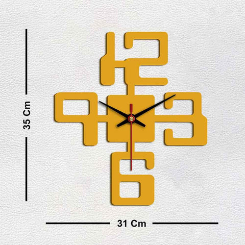 Bold Text Numbers Designer Wooden Wall Clock - Decor Mantra 