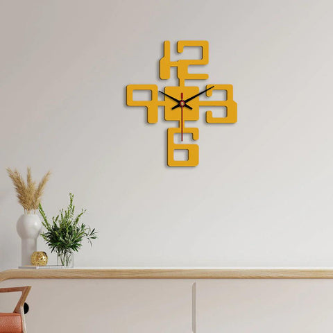 Bold Text Numbers Designer Wooden Wall Clock - Decor Mantra 