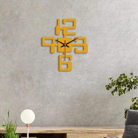 Bold Text Numbers Designer Wooden Wall Clock - Decor Mantra 