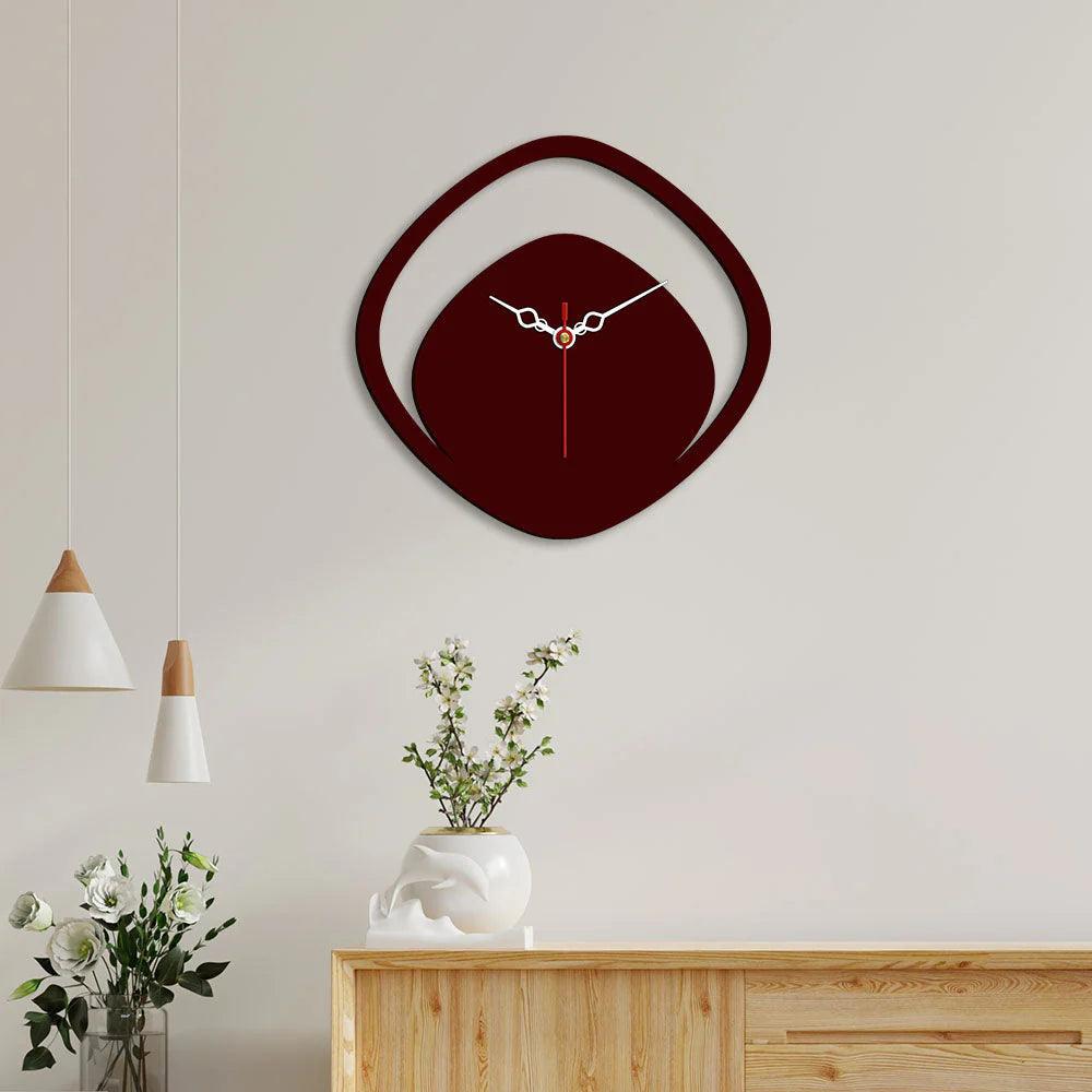 Boomerang Shape Designer Wooden Wall Clock - Decor Mantra 