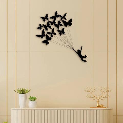 Boy With Butterflies Metal Wall Art - Decor Mantra 
