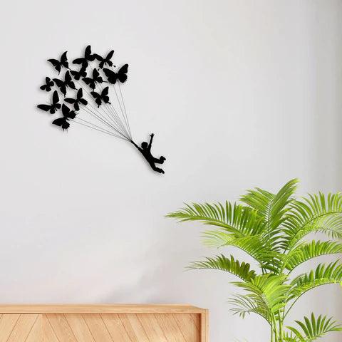 Boy With Butterflies Metal Wall Art - Decor Mantra 