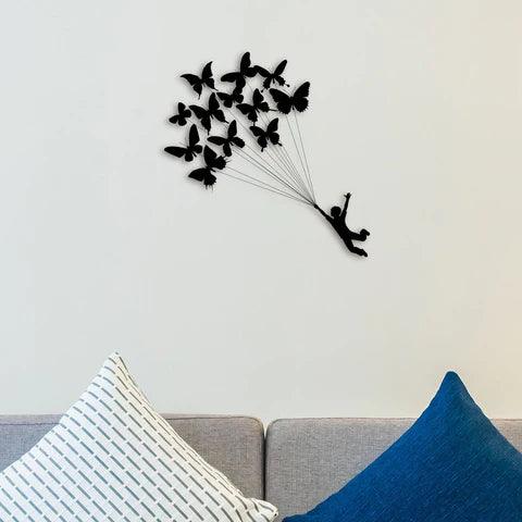 Boy With Butterflies Metal Wall Art - Decor Mantra 