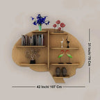 Brain Shape Backlit Designer Wooden Wall Shelf / Book Shelf / Night Light, Light Oak Finish - Decor Mantra 