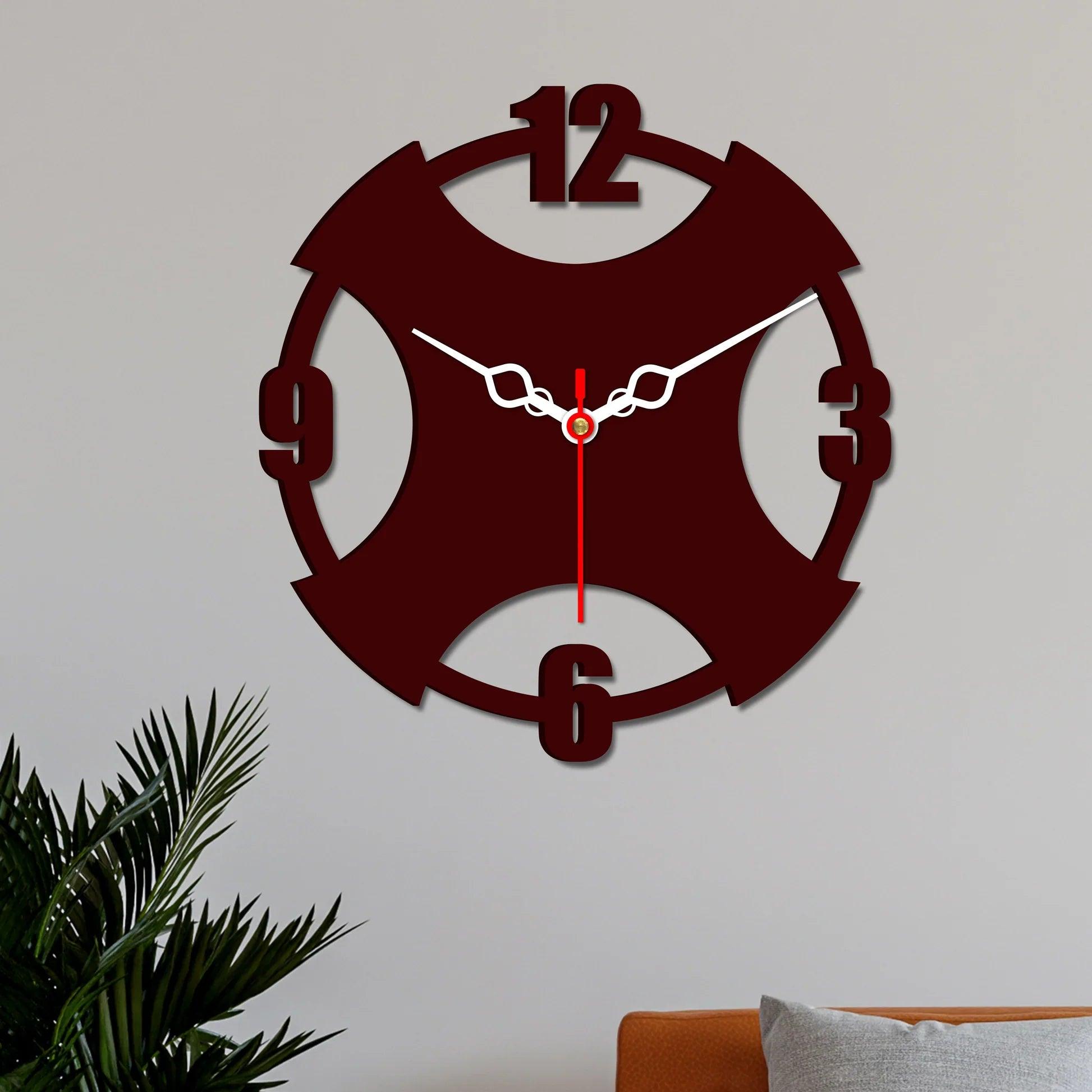 Brown Color Vintage Decorative Wooden Wall Clock - Decor Mantra 