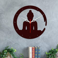 Buddha in Lotus Posture Designer Wooden Wall Clock - Decor Mantra 
